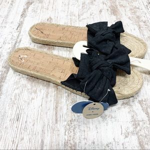 NWT Disney X Junk Food black bow Mickey sandals